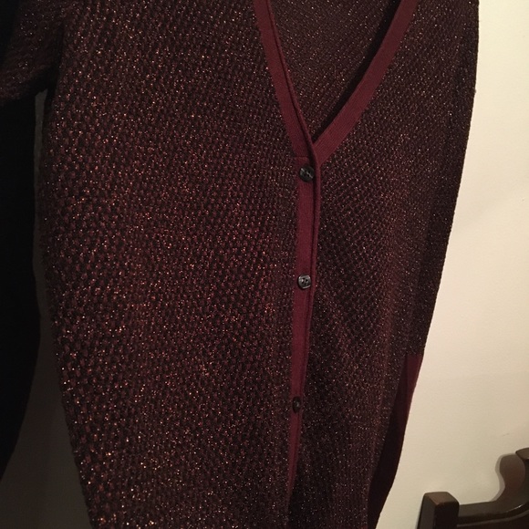 Simply Vera red burgundy and metallic cardigan - Picture 3 of 4